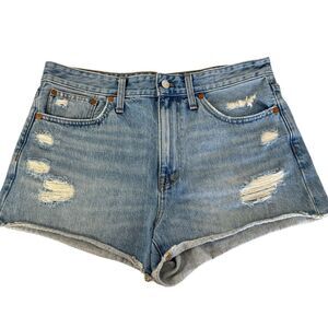 Madewell Relaxed Denim Shorts Distressed Destructed Edition 3” Inseam Size 29